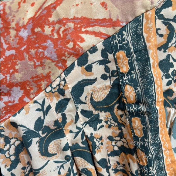 FREE PEOPLE BOHEMIAN PRINT CRUISIN TOGETHER FAUX WRAP V-NECK OVERSIZED TOP SZ XS - Picture 7 of 11